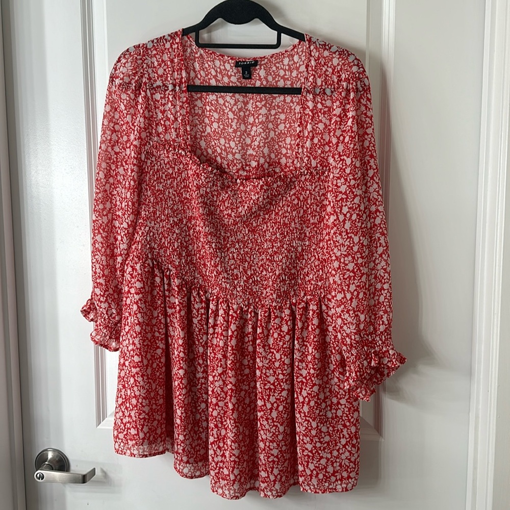 Square neck floral sheer top